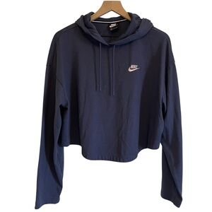 Nike Long Sleeve Cropped Dark Gray Hoodie - XL